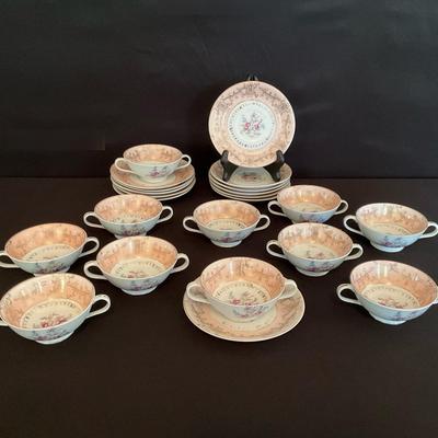 Floral Dishes With Golden Accents