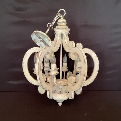 Vintage Wood Lantern Chandelier Distressed