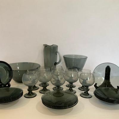 Hadeland Glassverk Of Norway Smoked Glass Dish Set