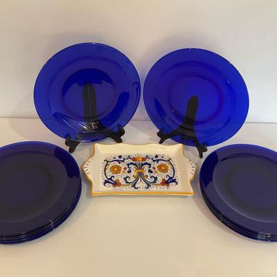 Ceramica Nova Deruta Platter With Colbalt Blue Chargers