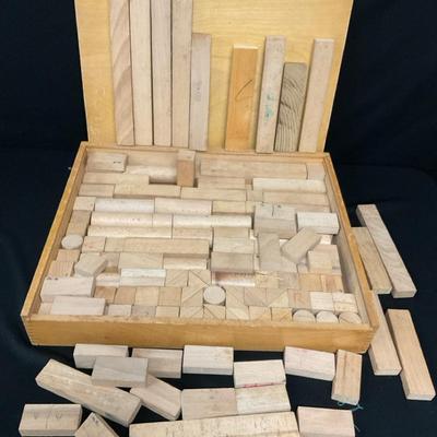 Wood Block Building Set With Box