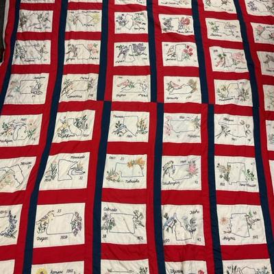 Vintage 50 State Handmade Quilt 