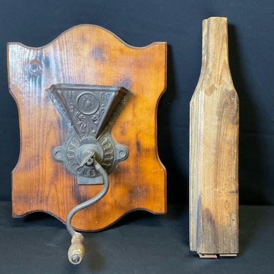 Vintage Mounted Coffee Grinder And Lard Press