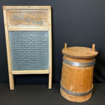 Vintage Keg And Washboard 