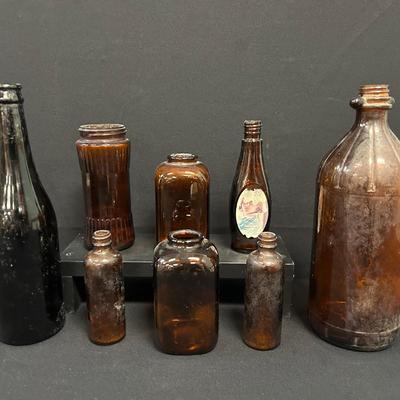 Amber Glass Vintage Bottles