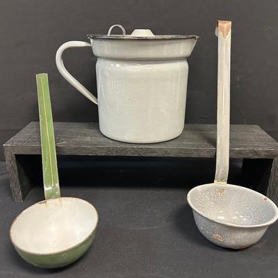 Enamelware Upcooker And Ladles