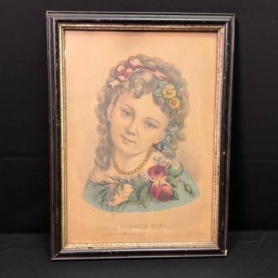 Currier And Ives, Little Flower Girl Print