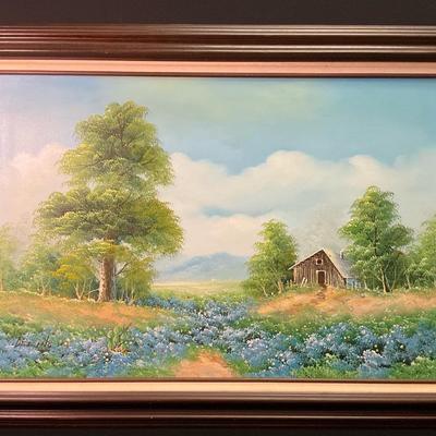 Signed Oil Painting, Bluebonnets 