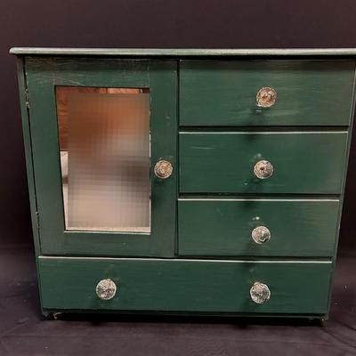 Small Green Cabinet On Castors