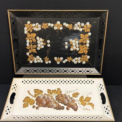 Hand Painted Grape Tole Trays