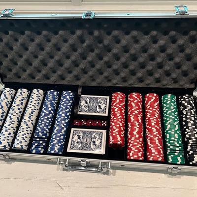 Poker Set Of Cards, Dice, Chips