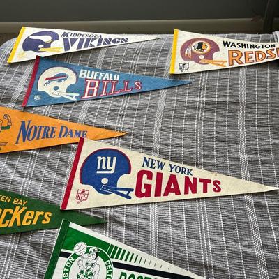 Lot Of 8 Vintage Sports Pennants