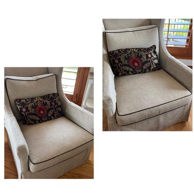 2 Matching Lee Furniture Co Off White Swivel Chairs 