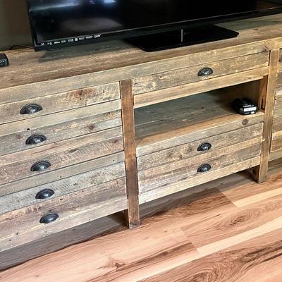 Rustic Aged Wood Tv Stand  