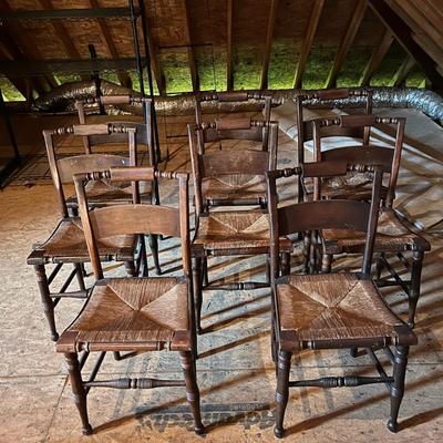 8 Antique Cane Bottom Chairs 