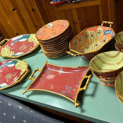 Tracey Porter “The Artesian Road Collection” Hand Painted Set Of Dinnerware 