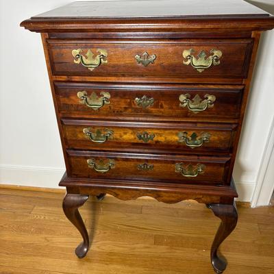 Four Drawer Queen Anne Style Silver Chest 