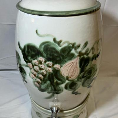 John B. Taylor “Harvest” Signed  Pottery Beverage Dispenser With Base And Top 