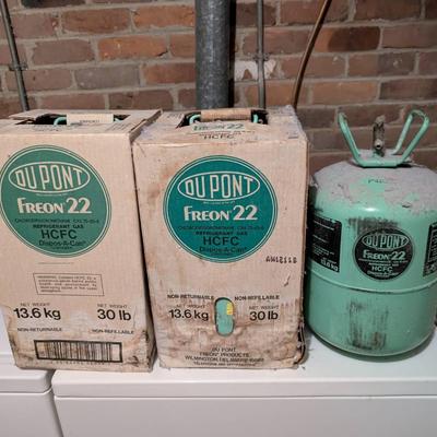 3 Tanks Of Dupont Freon 22 Coolant...One Sealed