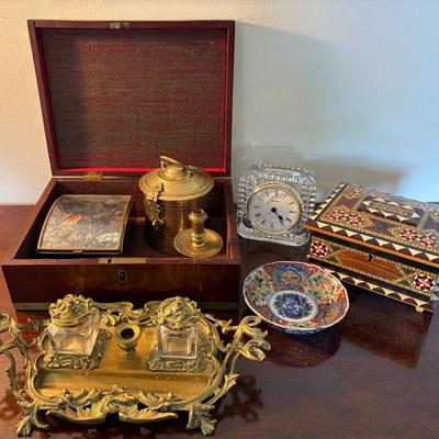 Brass, Music Boxes, Frederal Style Ink Well & More