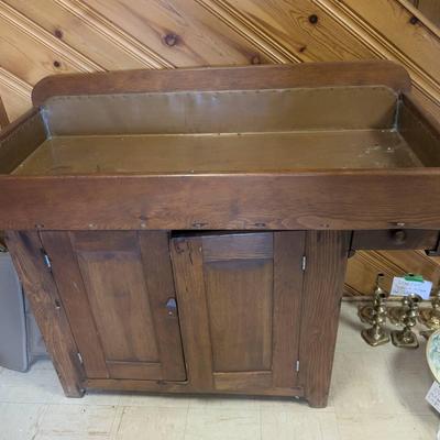 Pine Dry Sink With Copper Lining 
