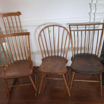 3 Antique Windsor Chairs - Includes Pennsylvania Rocker
