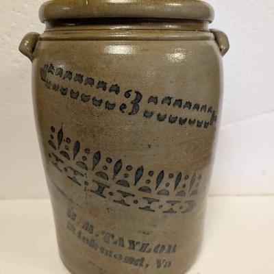 E.B. Taylor, Richmond 3 Gallon Stoneware Crock
