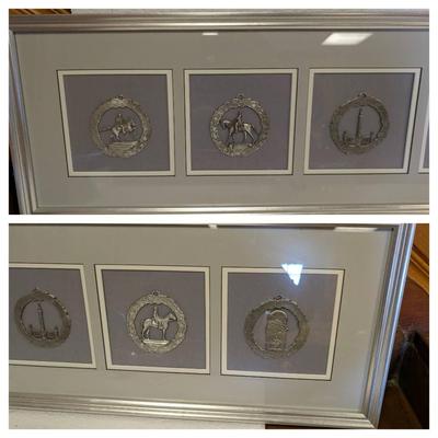 Framed Pewter Monument Avenue Ornaments 