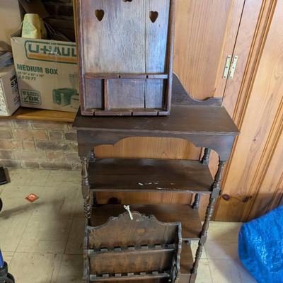 4 Tier Shelving Unit & 2 Antique Spoon Racks