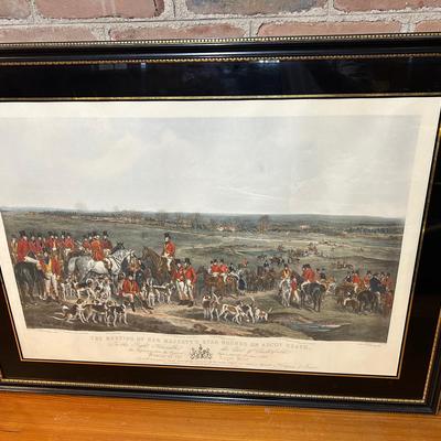 Antique Engraved Lithograph - British Hunt Scene 