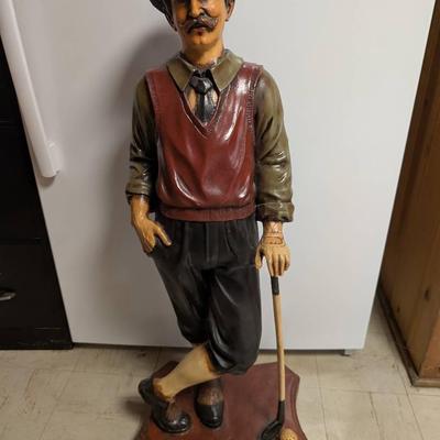 37" Tall Resin Golfer Statue. 