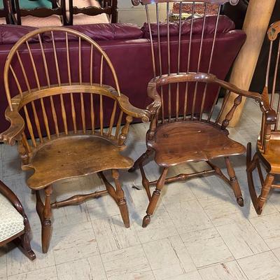 4 Antique Chairs - 2 Rockers And 2 Windsor Chairs 