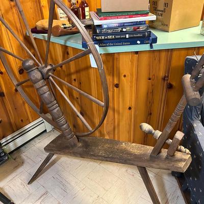 Large Antique Spinning Wheel - 40” Wheel 