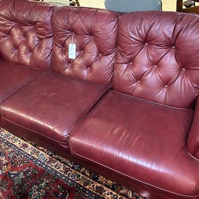 Burgundy Leather Sofa - Colony House 