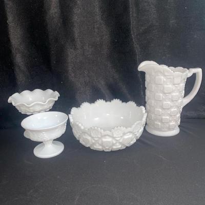 Quilted Milk Glass