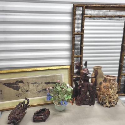 Bamboo Framed Mirror + (1132)
