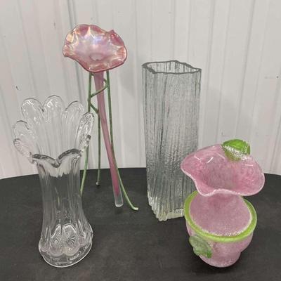 Pink & Green Glass + (1115)