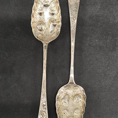 Pair of English Silver Berry Spoons (1132)