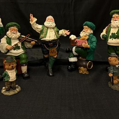 Lot 453: St. Patrick’s Day Santa & Windsor Bears Figurine Lot – Irish-Themed Holiday Decor