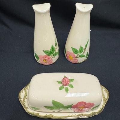 Lot 252: Franciscan Desert Rose Salt And Pepper And Butter Dish