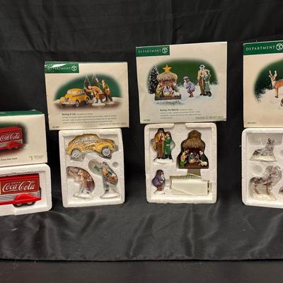 Lot 428: Department 56 Accessory Lot – Coca-Cola Trucks, Wildlife, Nativity, Vehicles & More (7 Boxe