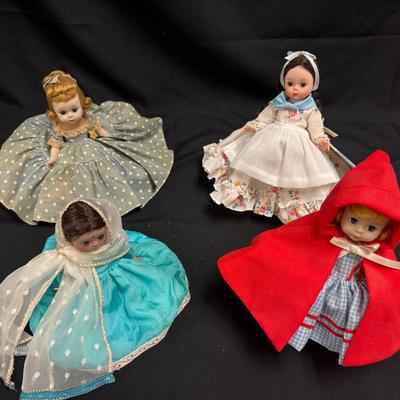 Lot 260: Madame Alexander  8” Little Women ( Argentine, Red Riding Hood, Amy, India)