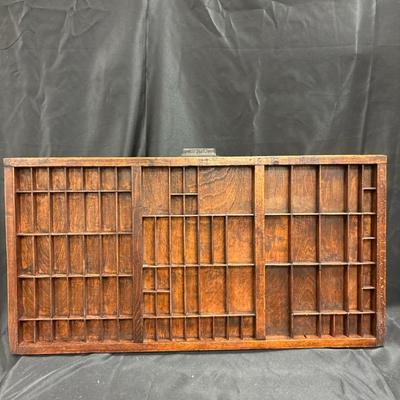 Lot 633: Vintage Wooden Printer’s Tray – Letterpress Drawer Shadow Box Display Case