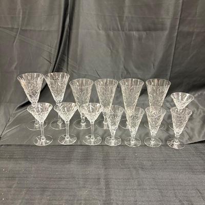 Lot 620: Elegant Cut Crystal Stemware Set – 12 Pieces