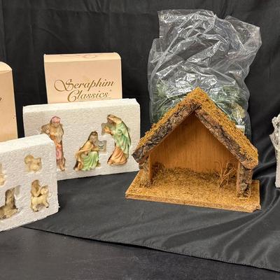 Lot 445: Seraphim Classics “Heaven on Earth” Nativity Set with Original Boxes & Stable