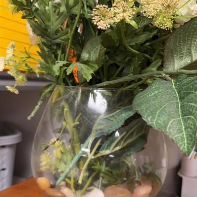 Lot 518: Faux Flowers With Vases