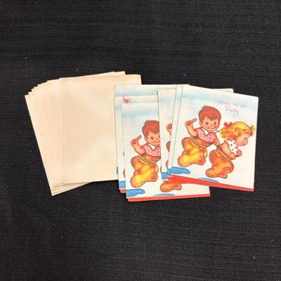 Lot 622: Vintage 1950s Children’s Party Invitations with Envelopes – Set of 6