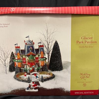 Lot 424: Department 56 Glacier Park Pavilion – North Pole Series Animated Skating Rink
