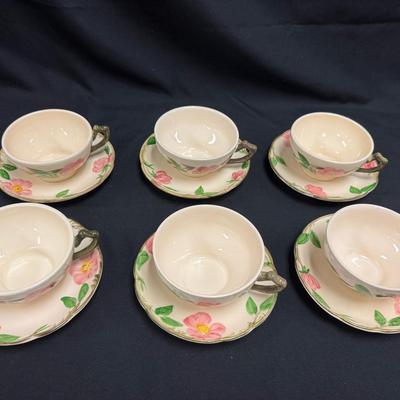 Lot 243: Franciscan Desert Rose Tea Cups/ Saucers  Set Of 6