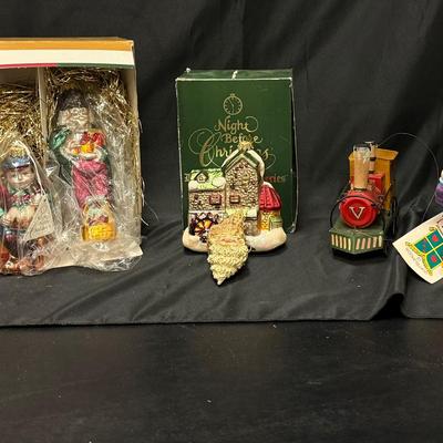 Lot 433: Whimsical Christmas & Holiday Ornament Lot – Dept 56, Vintage, Santa, Train, More!